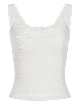 Vintage Lace Square Neck Bow Tank Top - AnotherChill