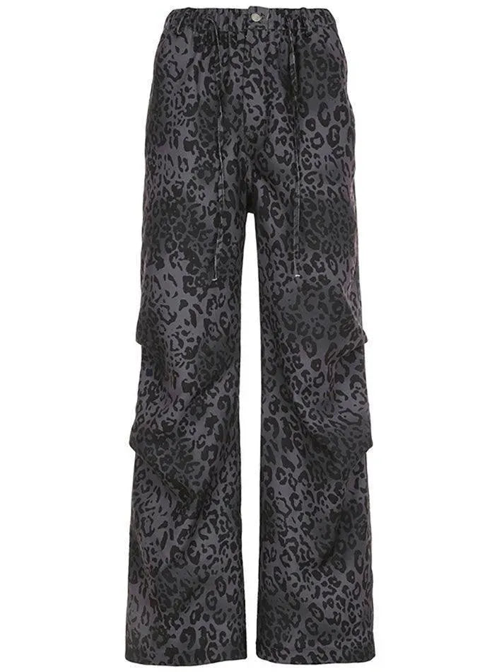 Vintage Leopard Print Wide-Leg Straight Pants - AnotherChill