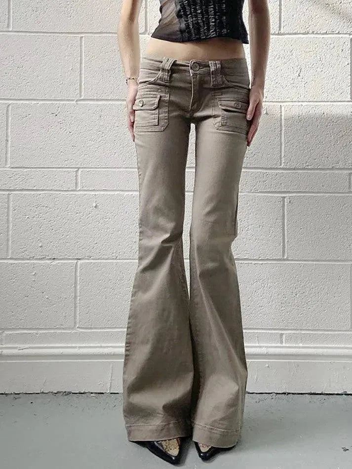 Vintage Low-Rise Pocket Flared Jeans - AnotherChill