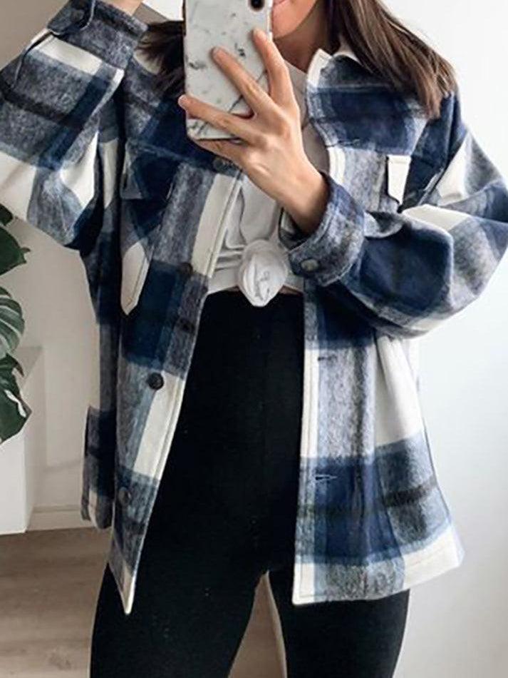 Vintage Pockets Oversized Plaid Shacket - AnotherChill