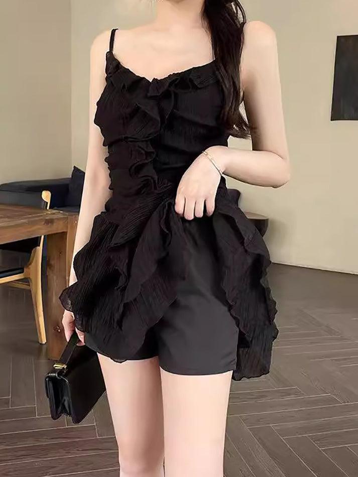 Vintage Ruffled V-Neck Mini Dress - AnotherChill