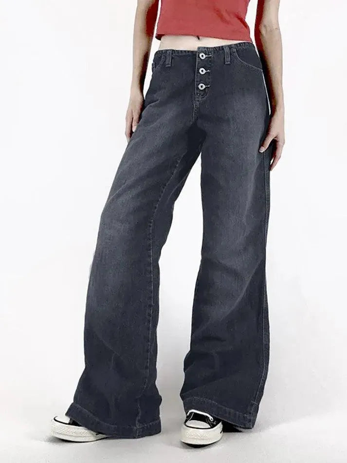 Vintage Washed Casual Wide Leg Jeans - AnotherChill