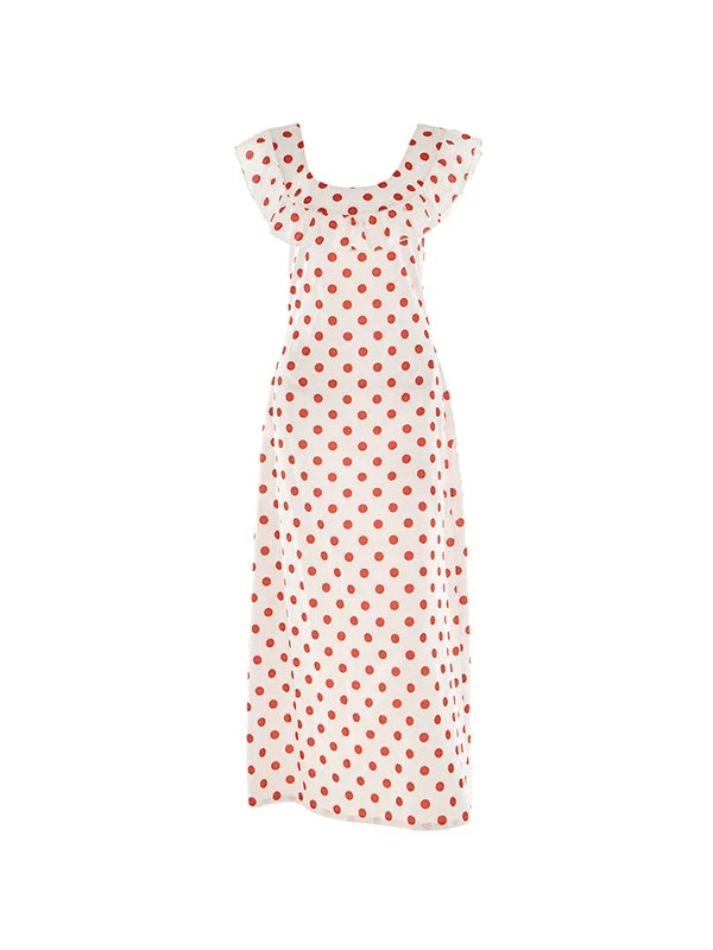 Waist Ruffled Polka Dot Dress - AnotherChill