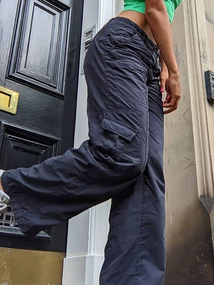 Washed Pocket Solid Cargo Pants - AnotherChill