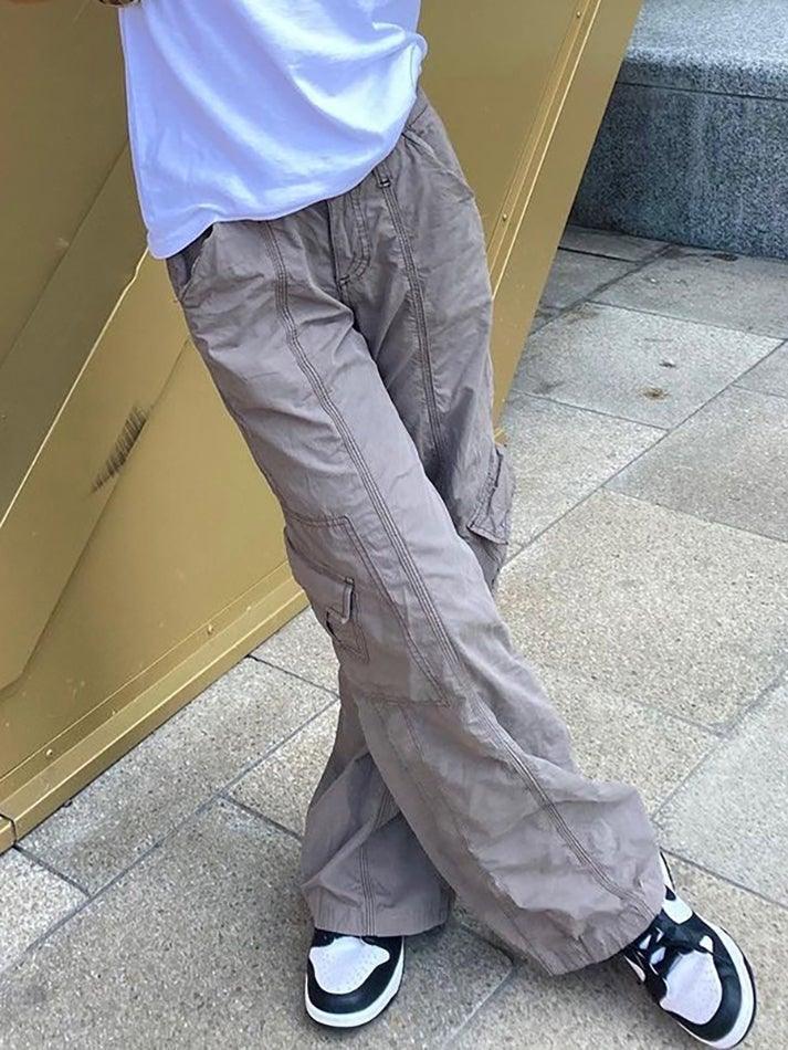 Washed Pocket Solid Cargo Pants - AnotherChill