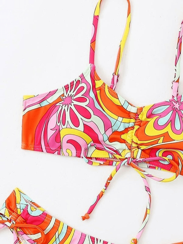 Wave Floral Print Bikini Set - AnotherChill