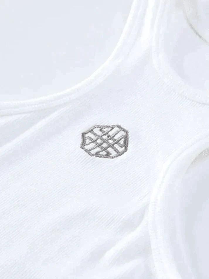 White Logo Ribbed Cropped Tank Top - AnotherChill