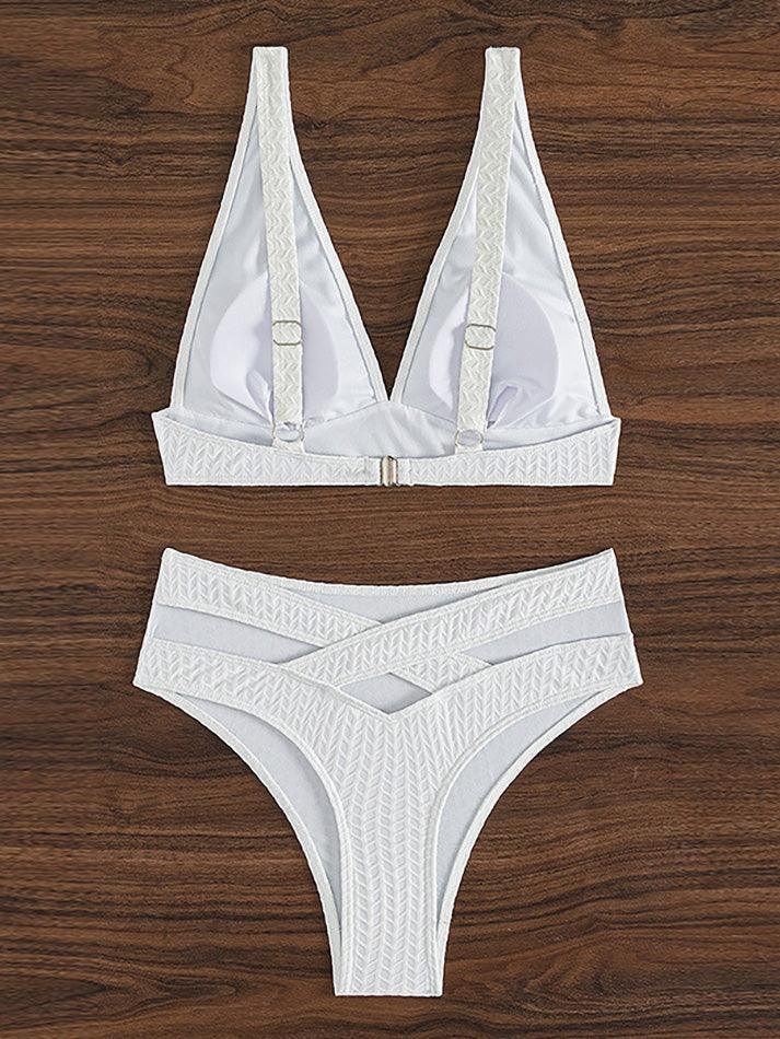 White Textured Push-Up Bikini Set - AnotherChill