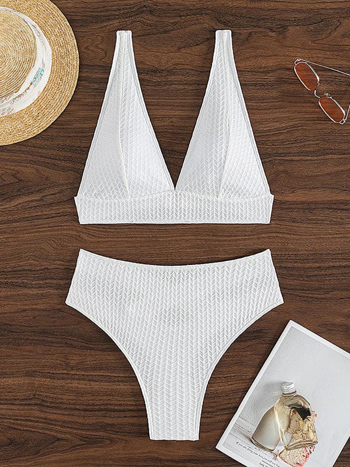 White Textured Push-Up Bikini Set - AnotherChill