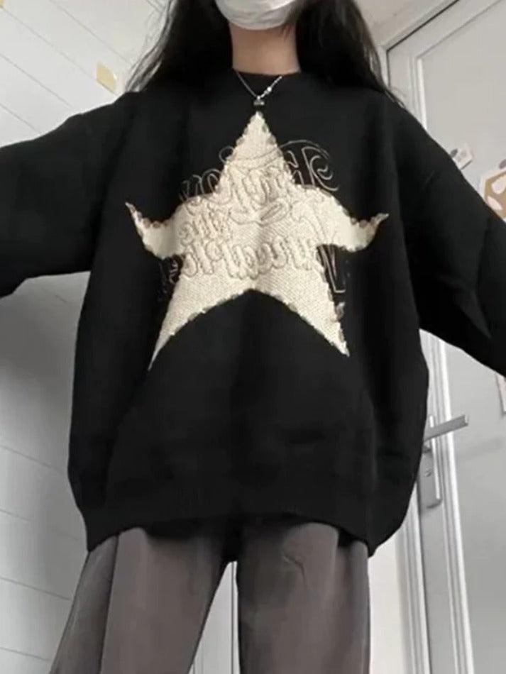 Vintage Crochet Star Decor Sweater - AnotherChill