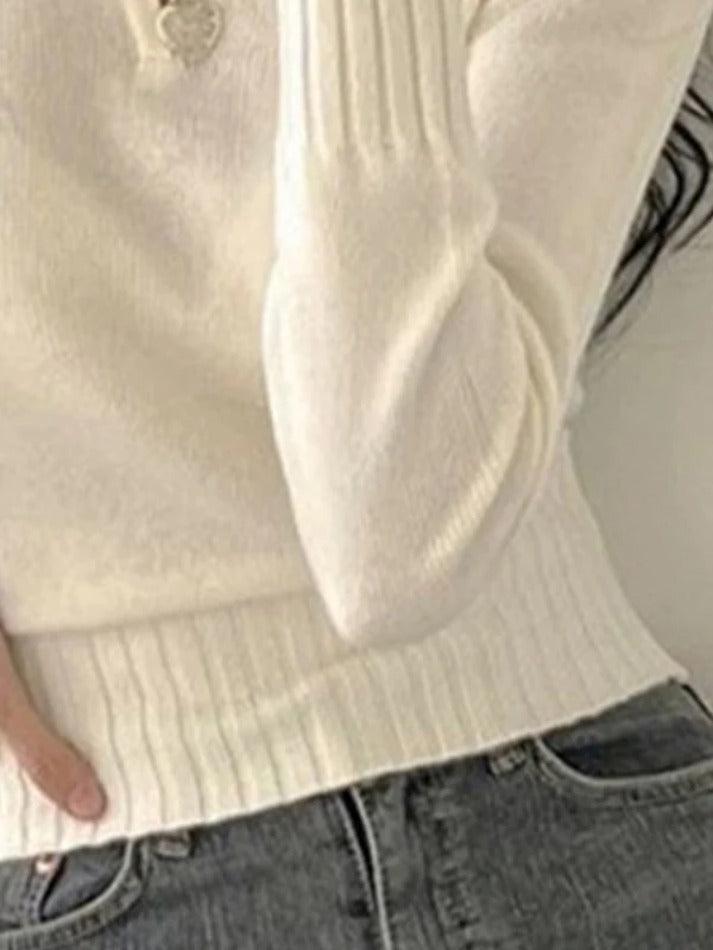 Solid Color V Neck Slim Short Sweater - AnotherChill