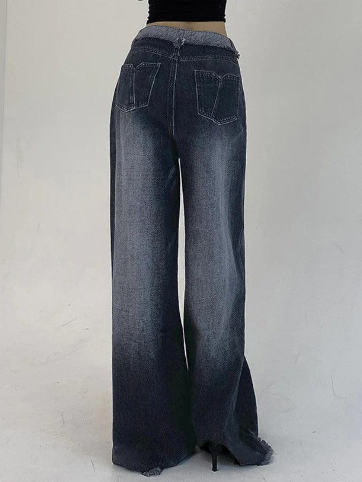 Wash Ombre Raw Trim Low Rise Boyfriend Jeans - AnotherChill