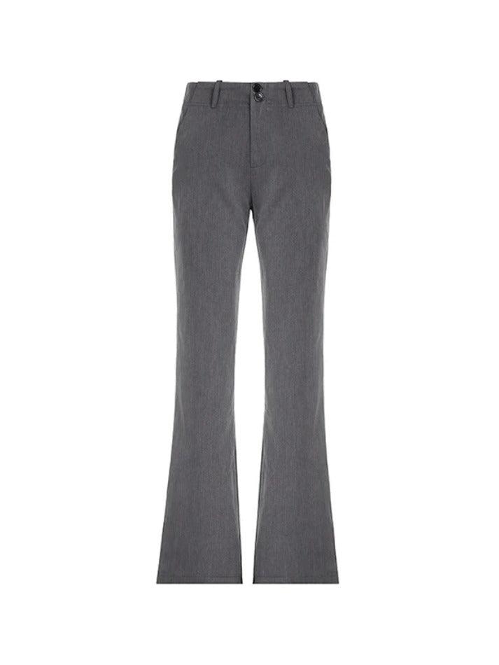 Versatile Gray Low Rise Tailored Pants - AnotherChill