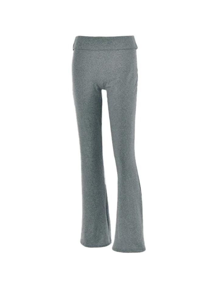 Solid High Rise Flare Leg Pants - AnotherChill