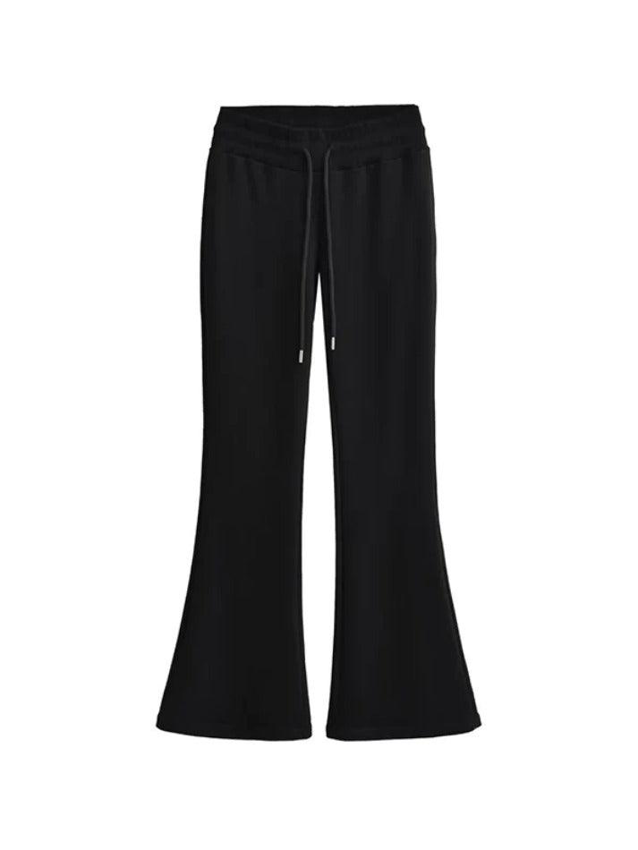 Solid Low Rise Drawstring Flare Leg Pants - AnotherChill