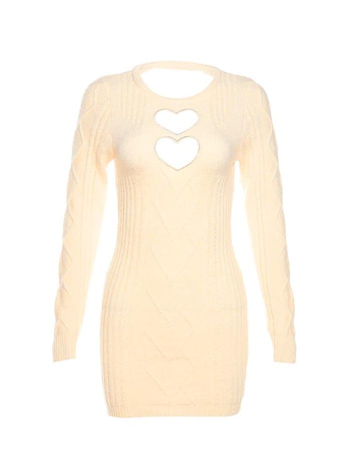 Heart Cutout Backless Knit Mini Dress - AnotherChill