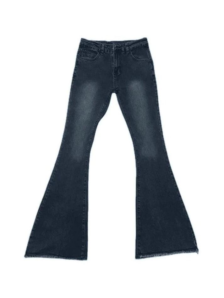 Washed Stretch Low Waist Flare Jeans - AnotherChill