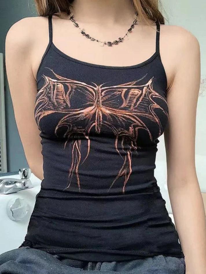 Contrast Color Butterfly Print Cami Top - AnotherChill