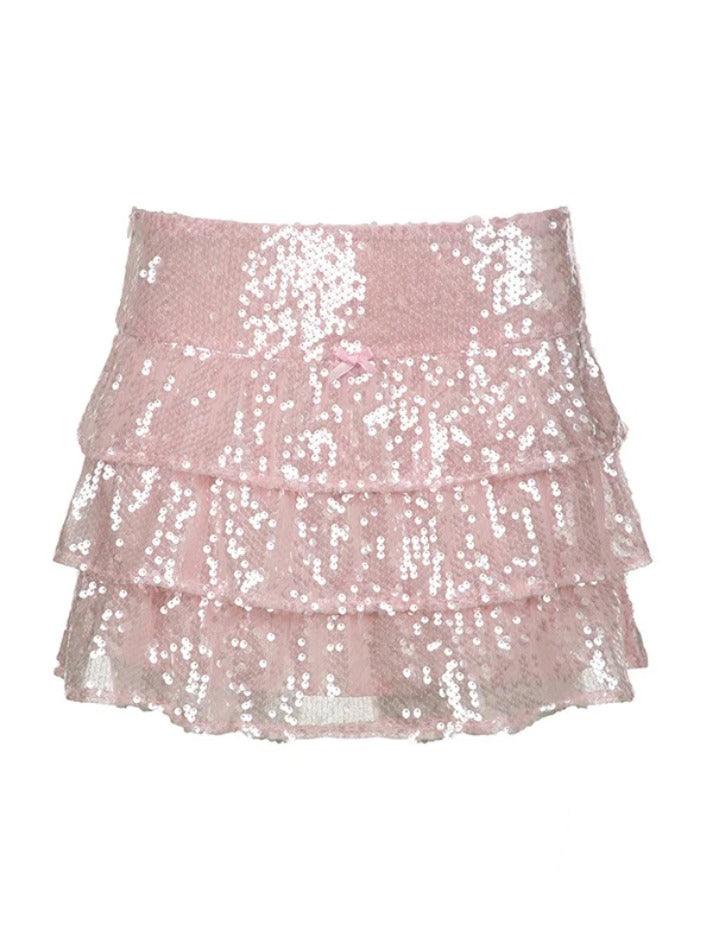 Sequin Tiered Mini Skirt - AnotherChill