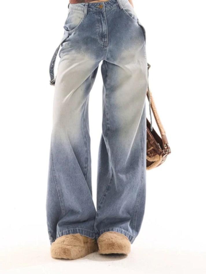 Vintage Wash Belted Decor Boyfriend Jeans - AnotherChill