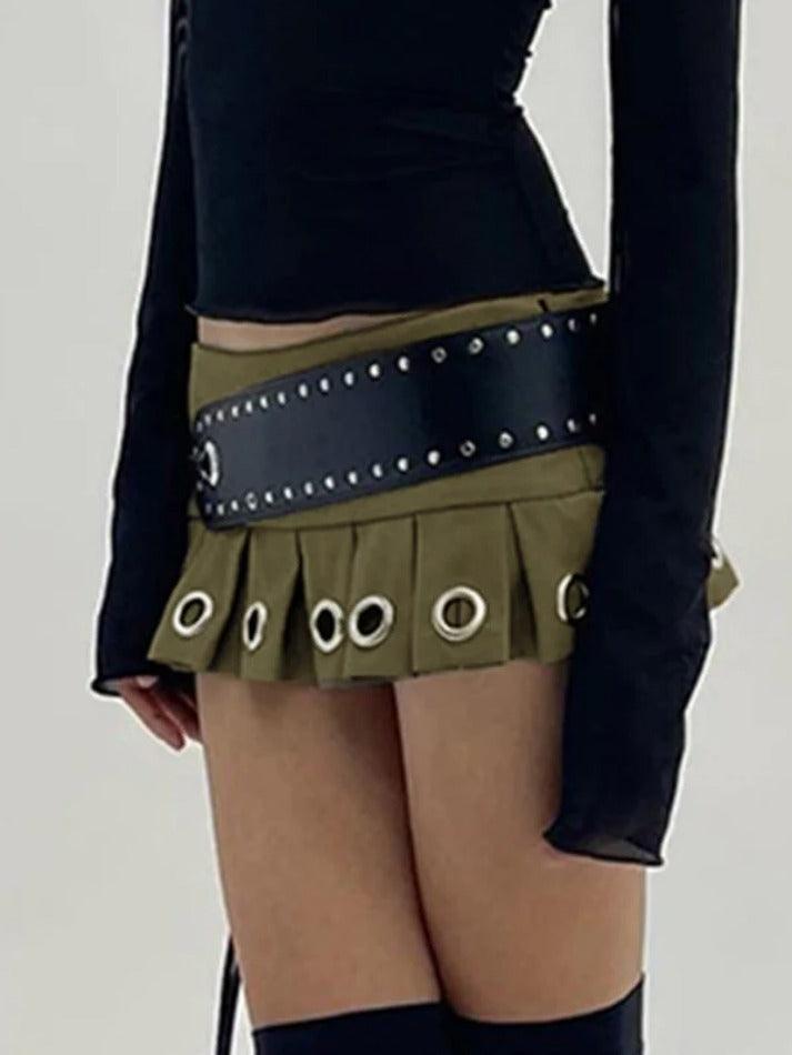 Ultra Short Low Waist Belt Mini Skirt - AnotherChill