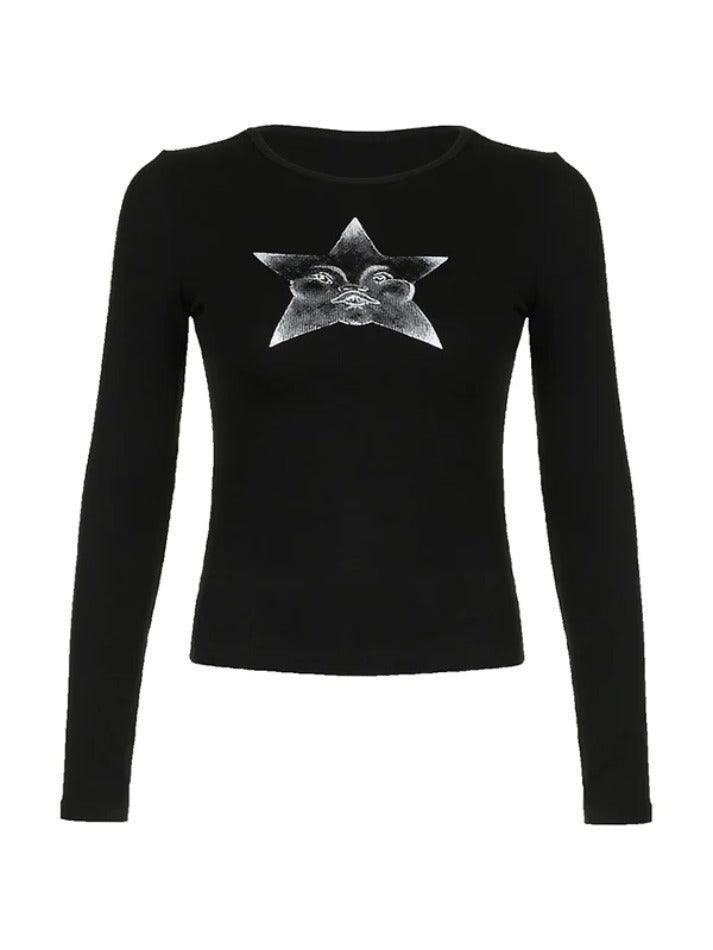 Adorable Star Print Slim Long Sleeve Knit - AnotherChill