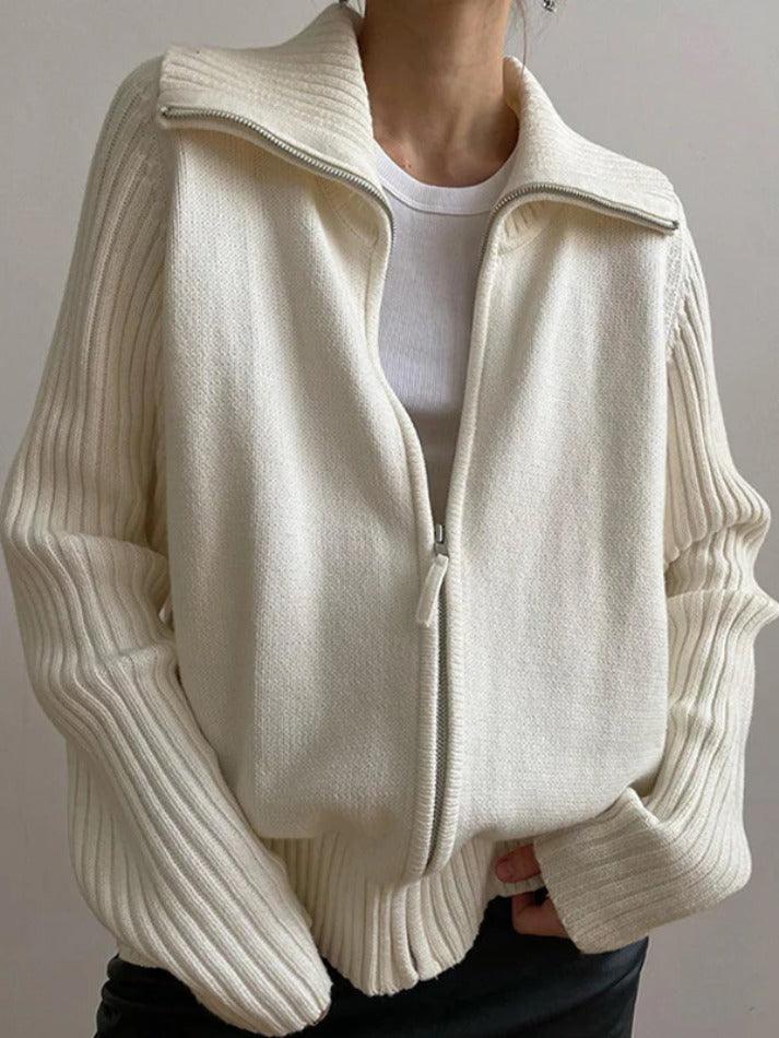 Solid Lapel Neck Splice Cardigan - AnotherChill