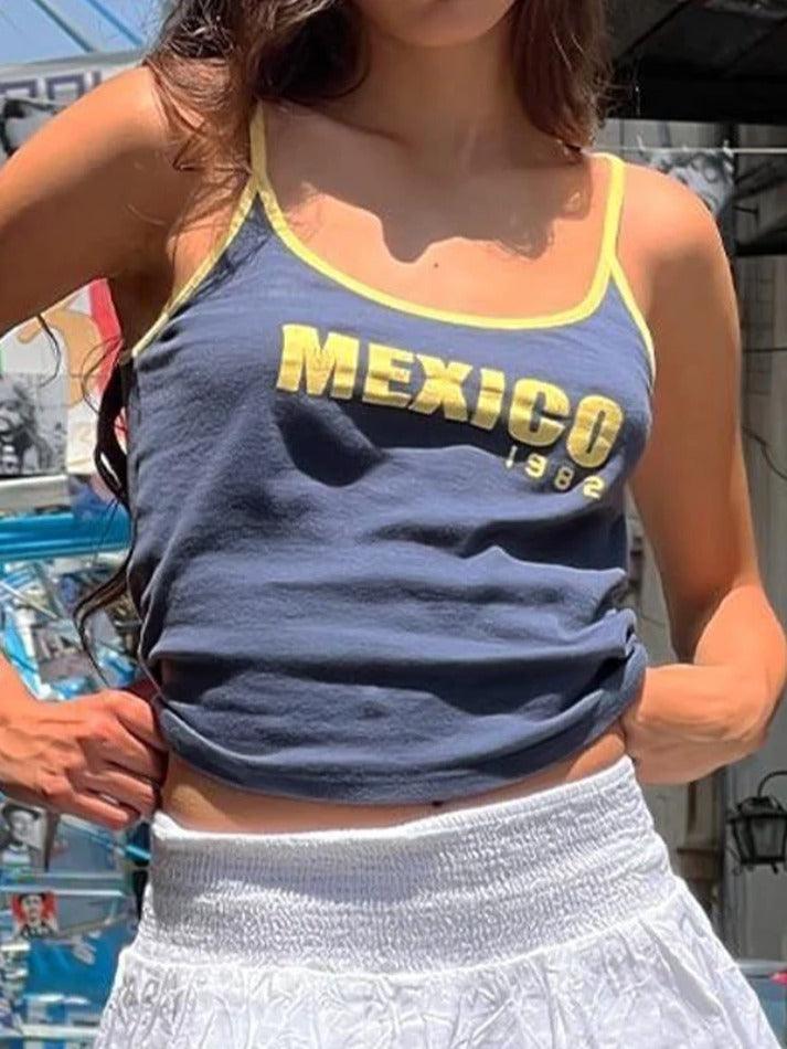 Contrast Color Letter Print Cami Top - AnotherChill