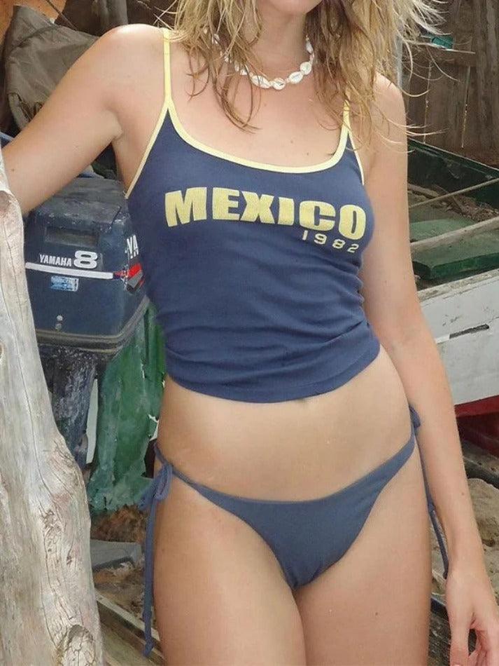 Contrast Color Letter Print Cami Top - AnotherChill