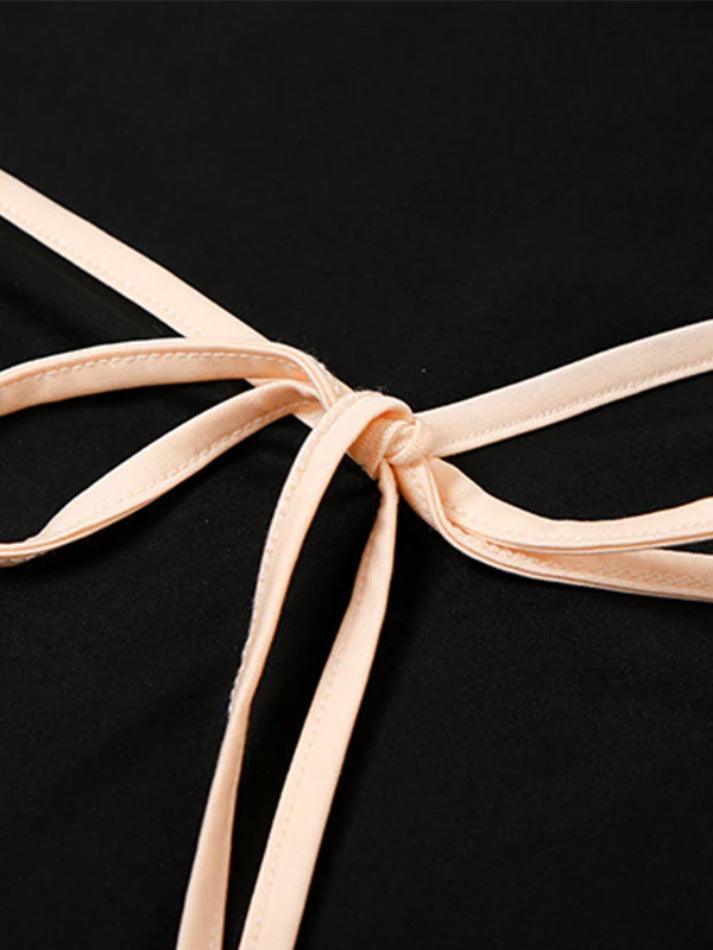 Contrast Color Trim Square Neck Tee & Low Rise Flare Pants Set - AnotherChill