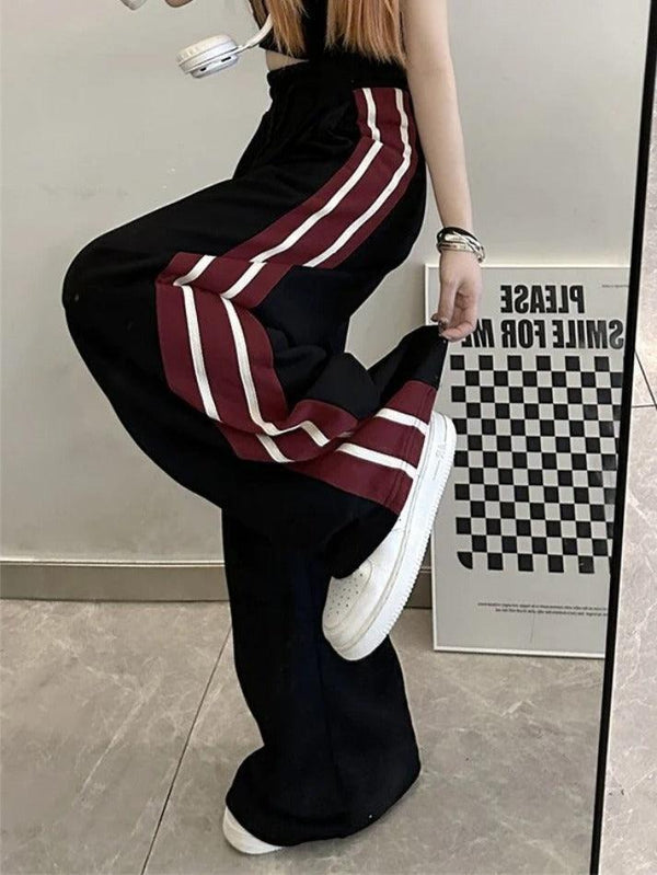 Contrast Side Stripe Baggy Sweatpants - AnotherChill