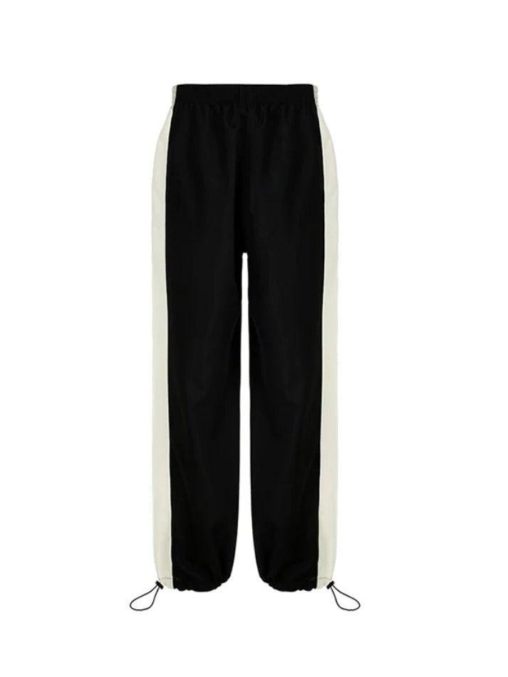 Contrast Splice Drawstring Wide Leg Pants - AnotherChill