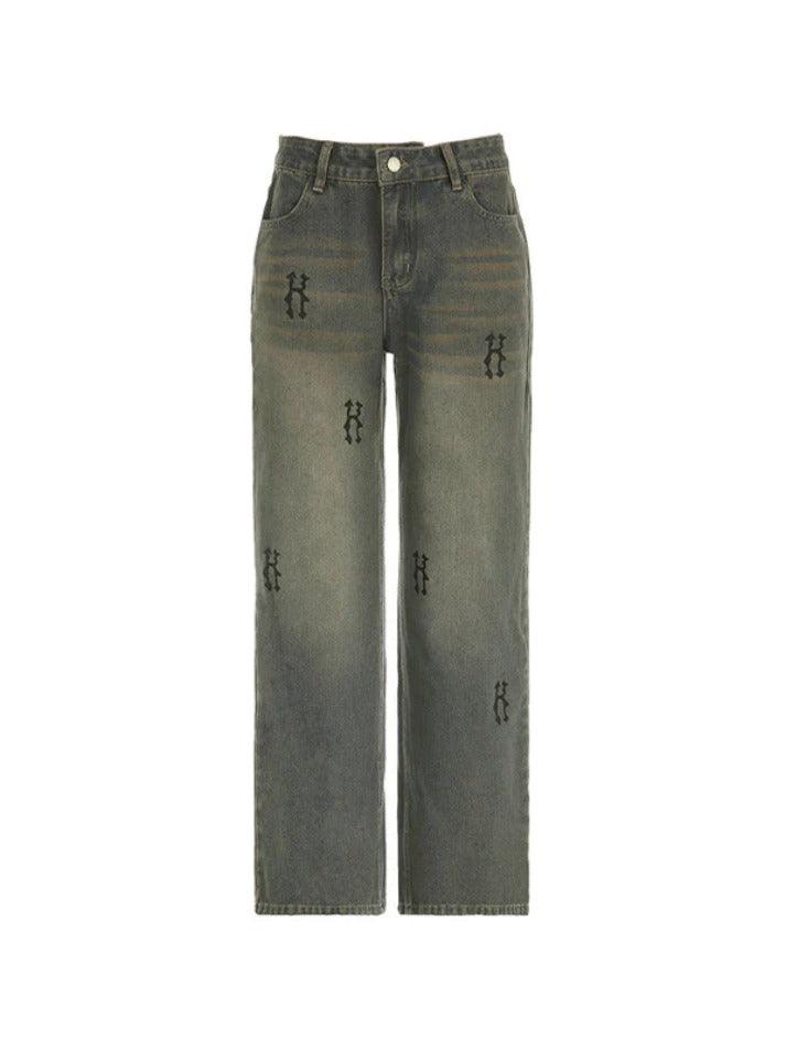 Hip Pop Low Waist Letter Print Boyfriend Jeans - AnotherChill