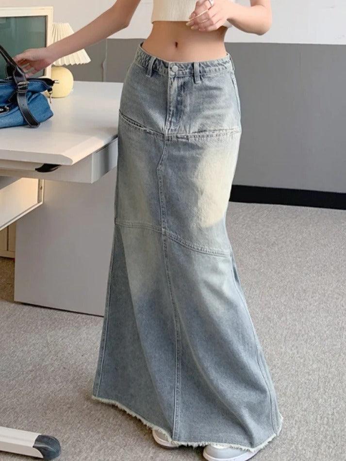 Vintage Denim Mermaid Maxi Skirt - AnotherChill