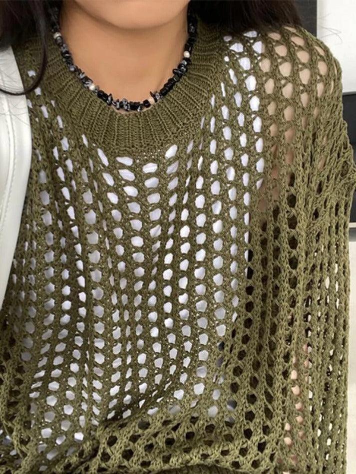 Knit Cutout Thin Crochet Top - AnotherChill