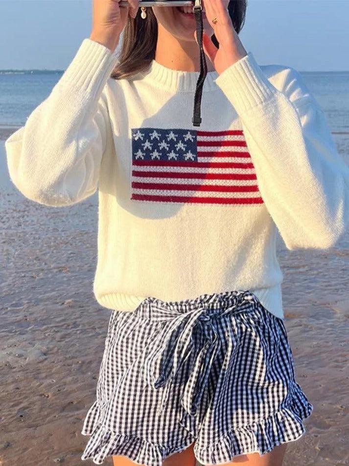 Retro Flag Jacquard Sweater - AnotherChill