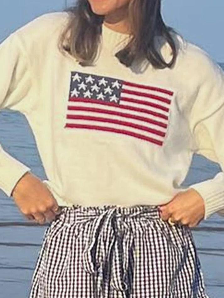 Retro Flag Jacquard Sweater - AnotherChill