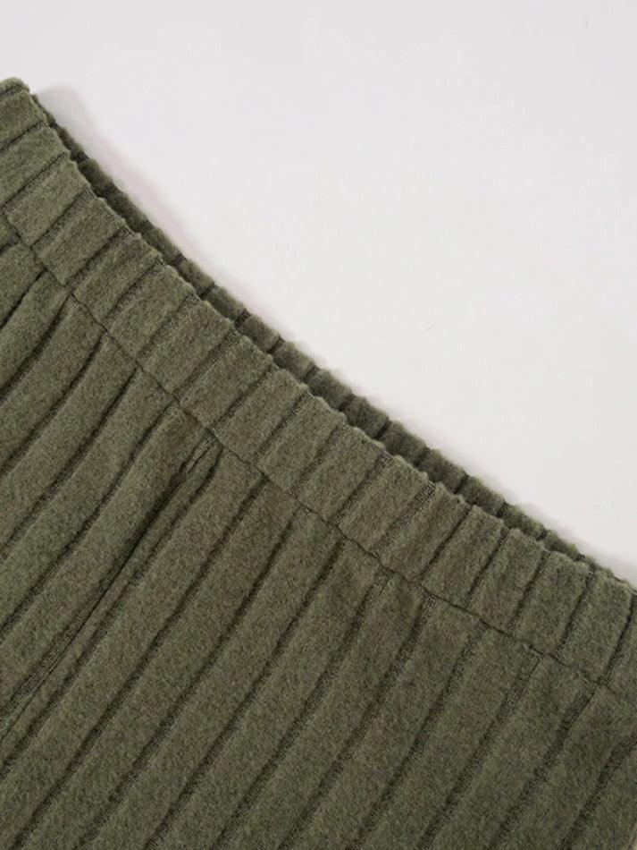 Solid Color Ribbed High Waist Flare Leg Pants - AnotherChill