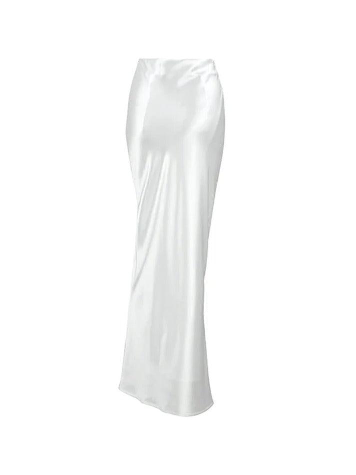 Solid Satin High Rise Mermaid Maxi Skirt - AnotherChill