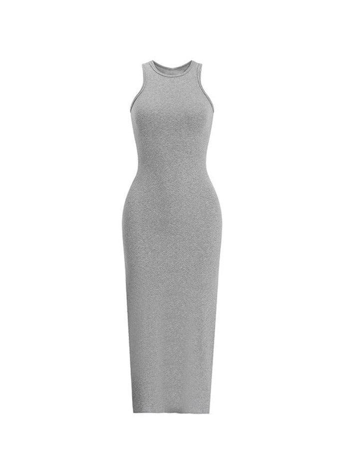 Solid Sleeveless Backless Midi Dress - AnotherChill