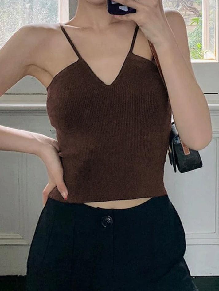 Solid V Neck Cami Top - AnotherChill