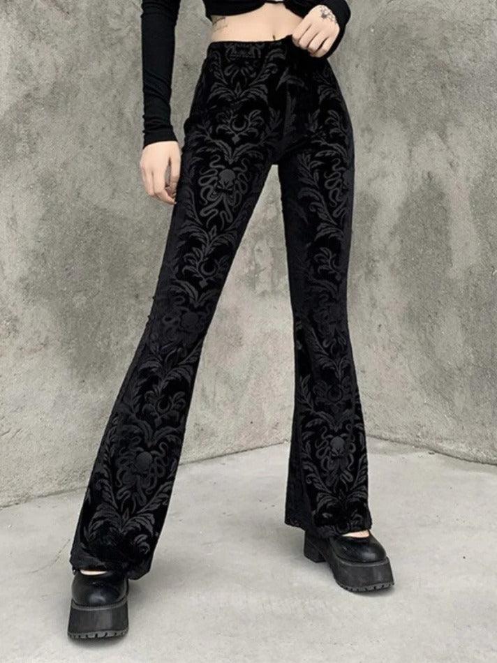 Vintage Embossed Velour Flare Pants - AnotherChill