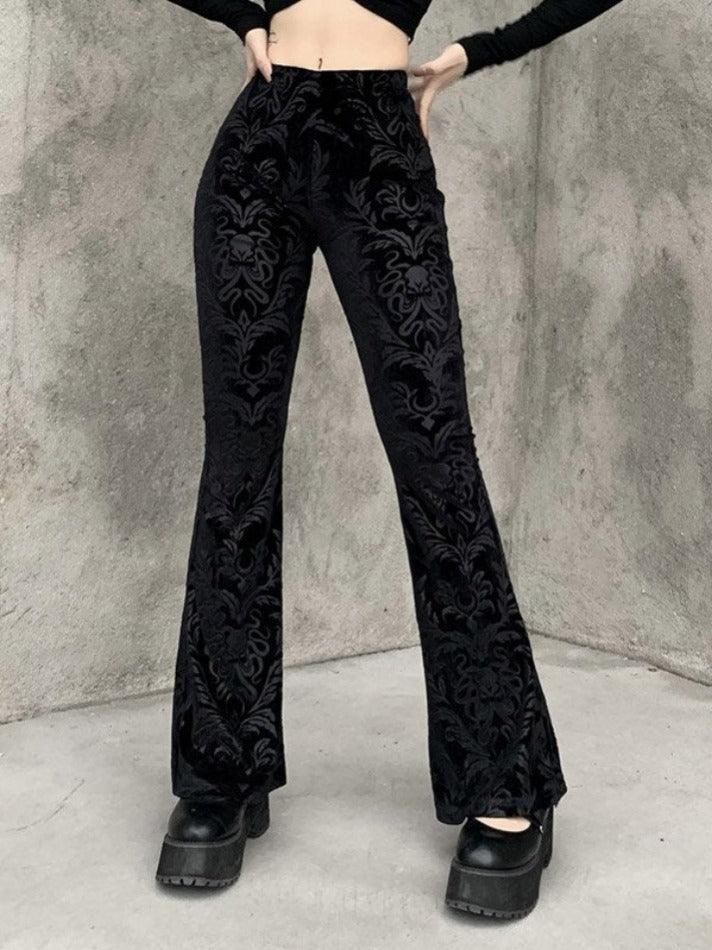 Vintage Embossed Velour Flare Pants - AnotherChill
