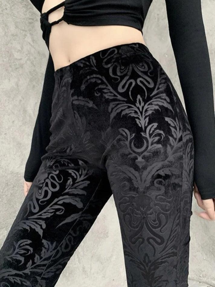 Vintage Embossed Velour Flare Pants - AnotherChill